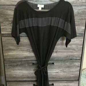 Ann Taylor Loft short sleeve tie waist gray dress size XS. Cotton/ Rayon blend